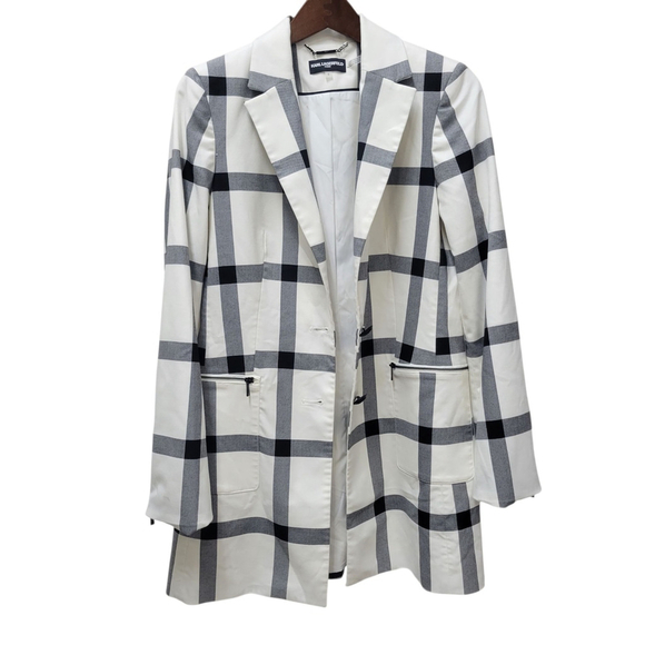 Karl Lagerfeld Women's Windowpane Plaid Blazer Size 8 Excellent Condition - Picture 6 of 12